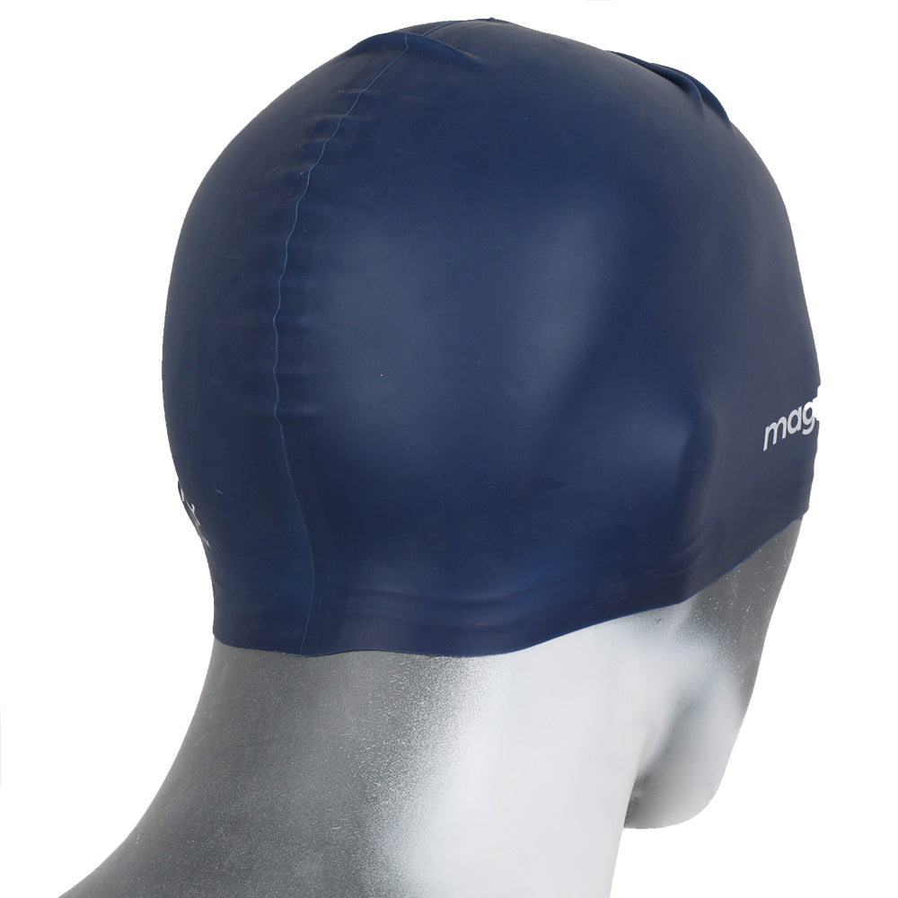 MagFit Unisex Plain Silicone Swimming Cap (Blue)